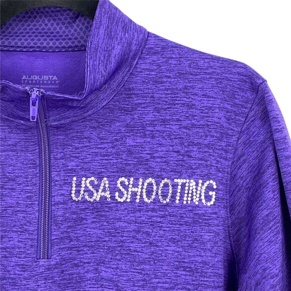 USA Shooting Rhinestone Bling Purple 1/4 Zip Sweatshirt Womens Size Large - Picture 2 of 12